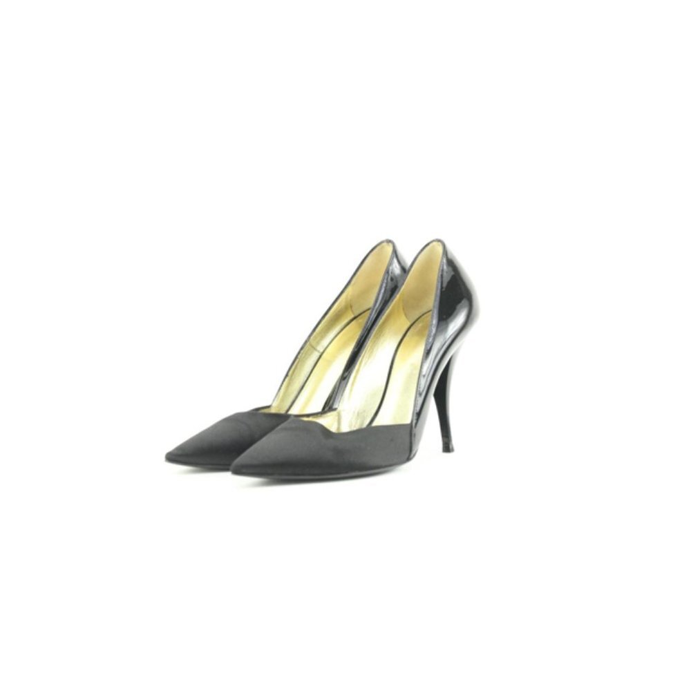 Vicini Size 39 Black Patent x Satin Pump Heels 2V1209